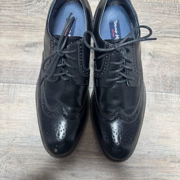 Bruno Marc Black Leather Wingtip Oxford Shoes Men's Size 8 - Picture 2 of 6